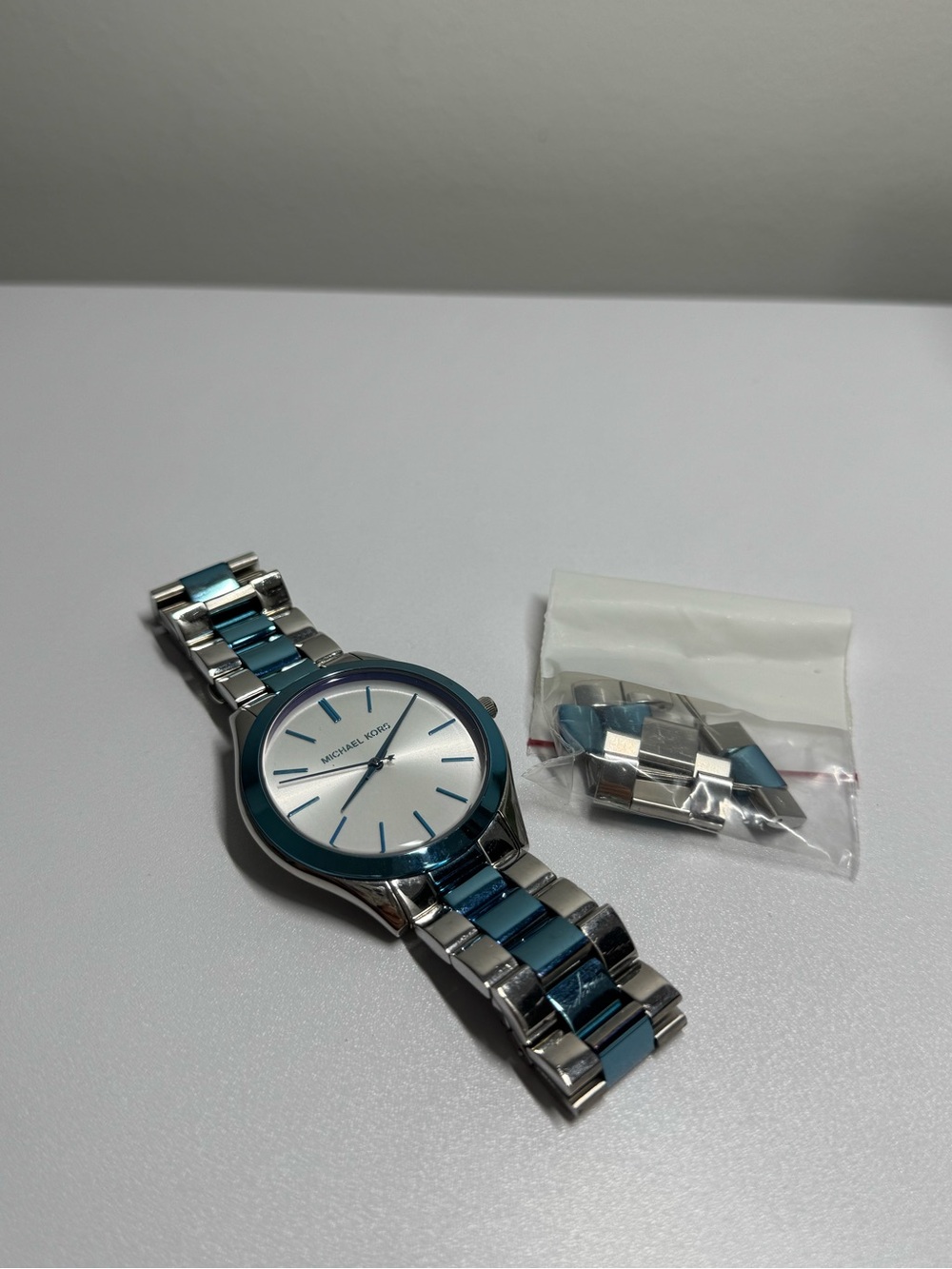 Michael Kors Silver-Tone with Blue strip Minimalist Watch - Picture 5 of 11